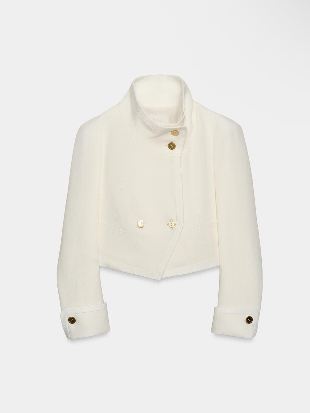 Zara Off-White Double-Breasted Sculpted Collar Jacket - Picture 4 of 5